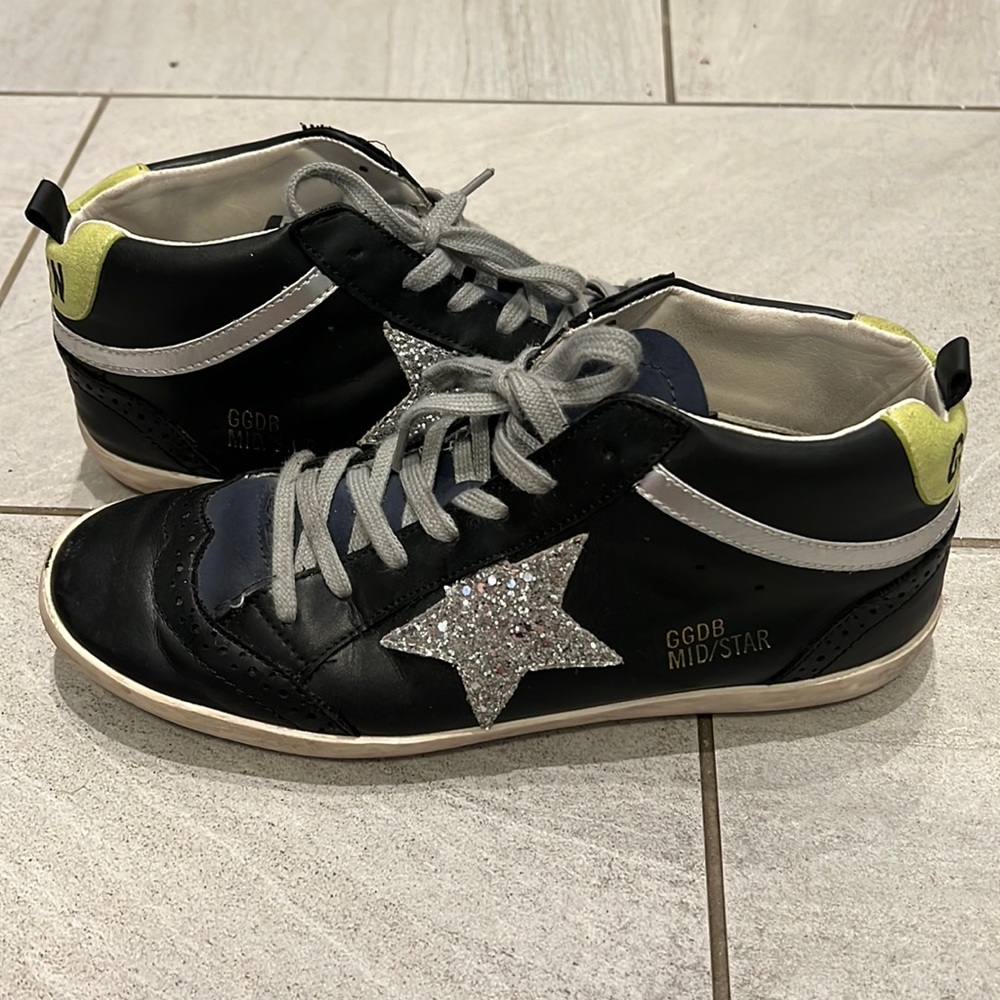 Golden goose mid star - black & highlighter yellow - size 41